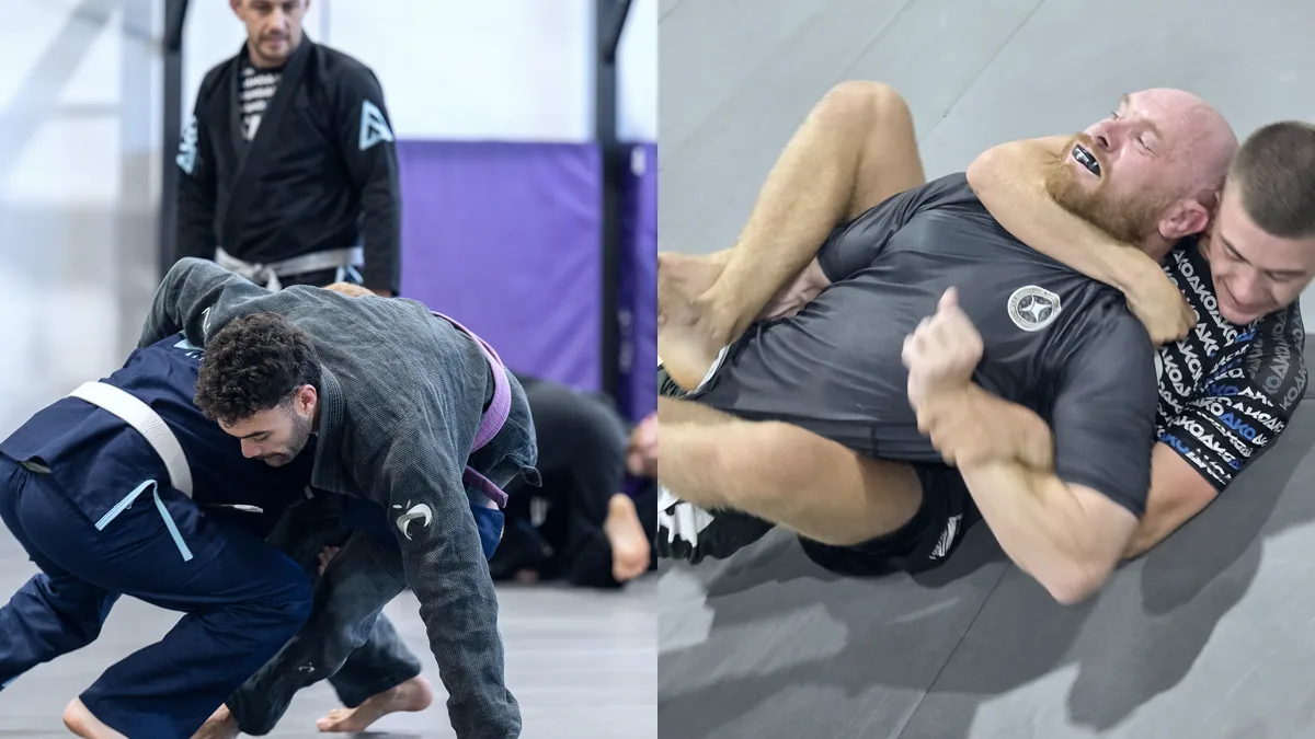 Gi training on the left, nogi training on the right, at Ako Martial Arts