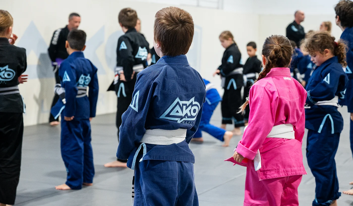 A kids' class on the mats at Ako Martial Arts — all ages and levels welcome